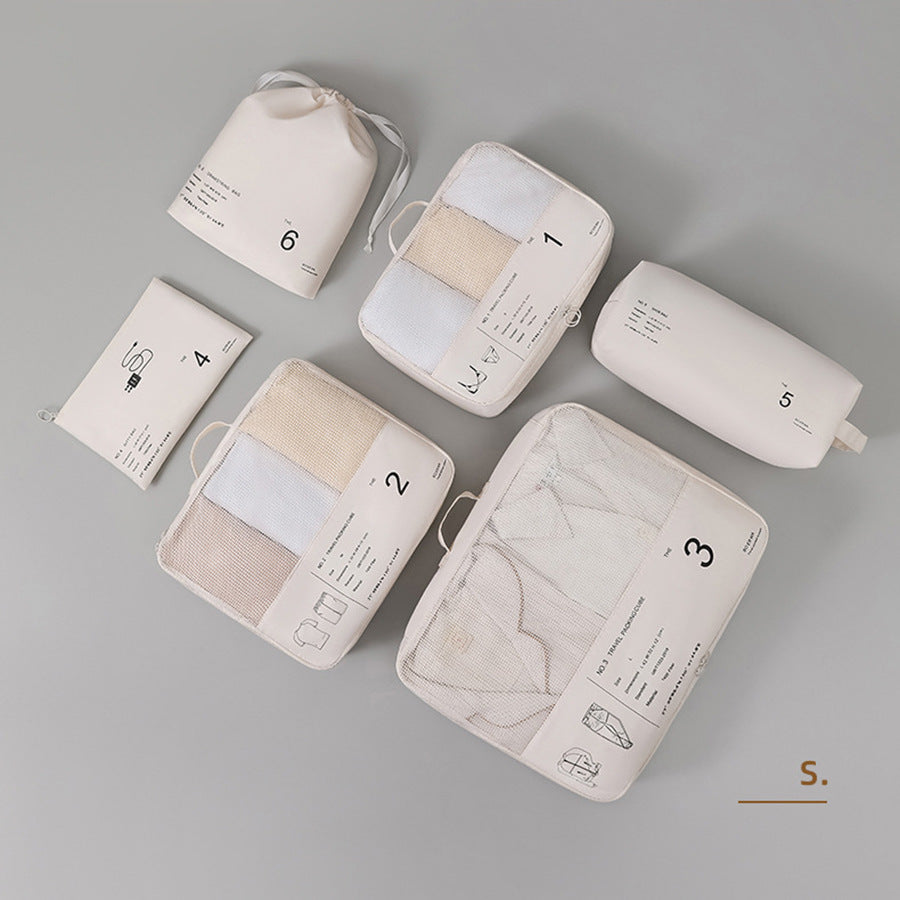 Ensemble d'organisateurs de voyage portatifs zippés 6 pièces