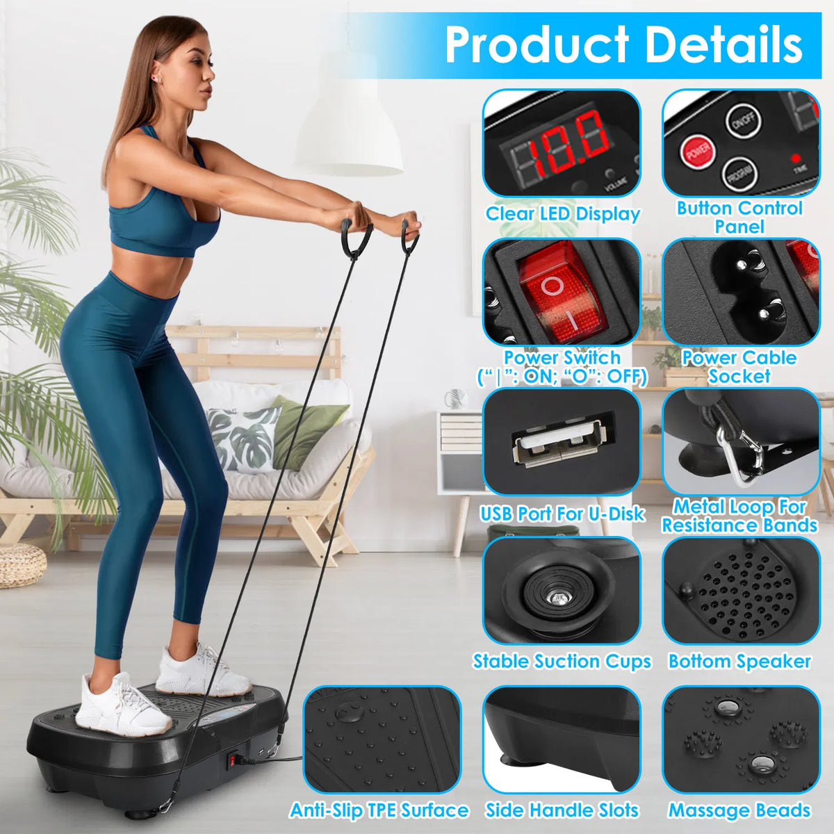 Machine d'exercice de vibration Plate-forme vibrante Corps entier Fitness Session E