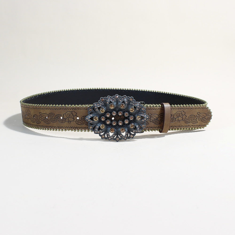 Mode décontractée Ceinture en cuir jeune avec un style snap Buckle Punk
