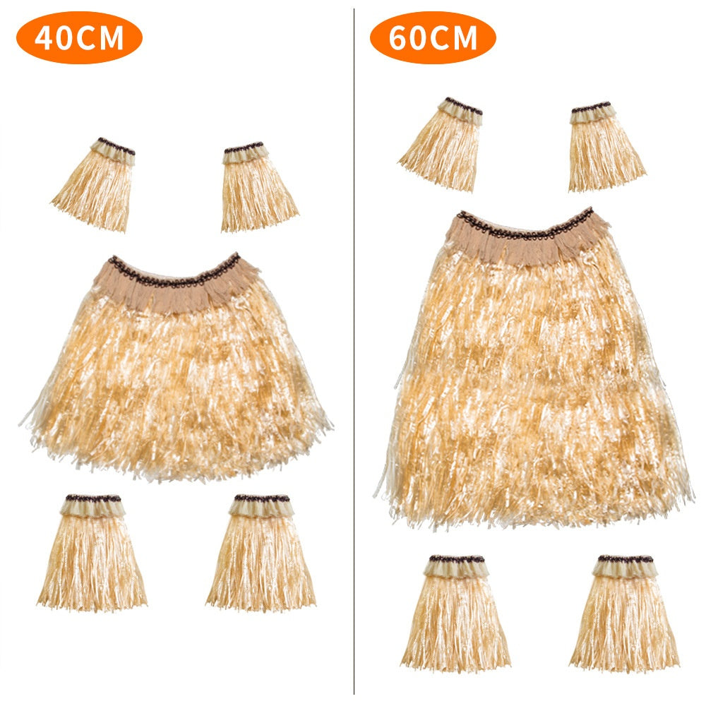 Hawaiian Style Grass Skirt Set