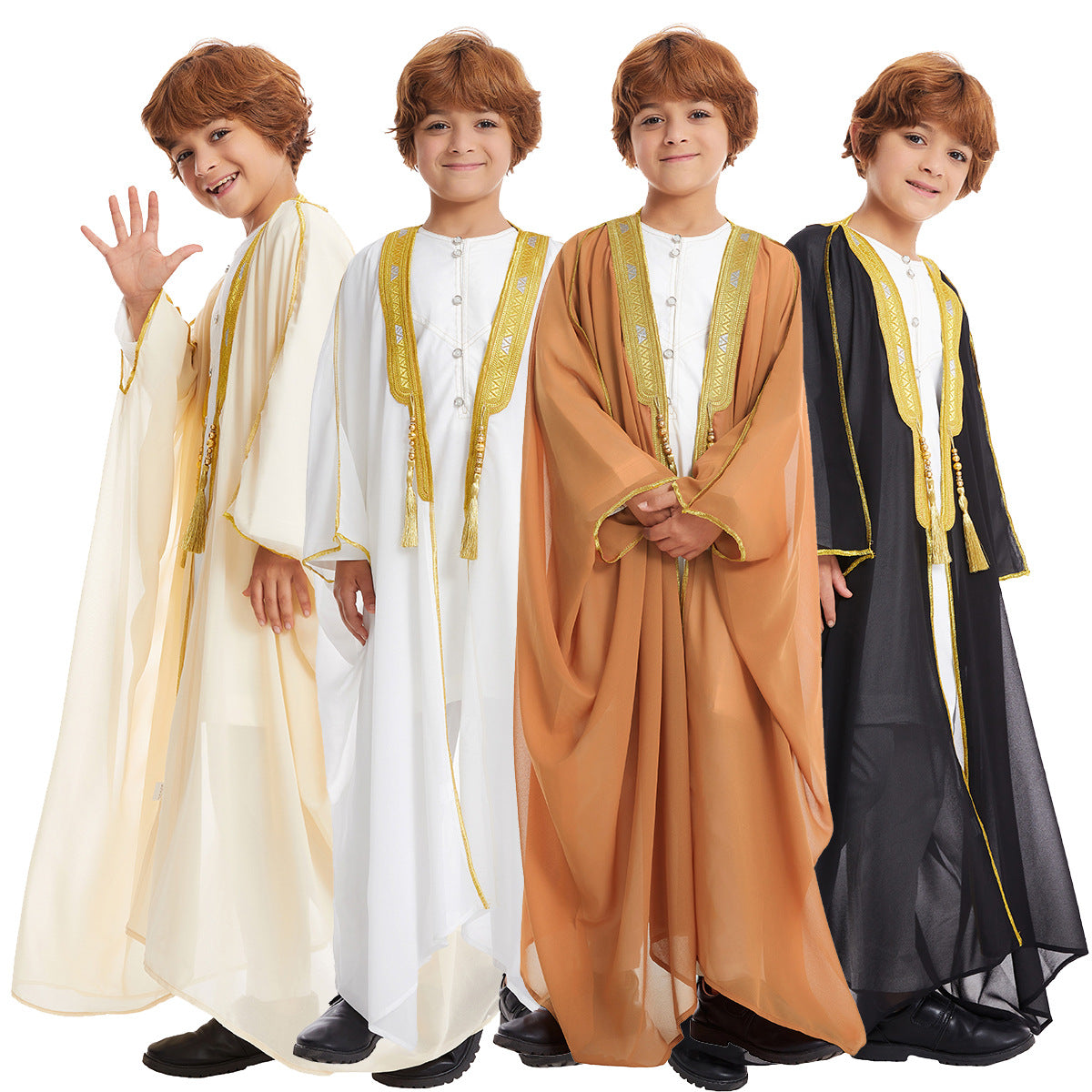 Costume ethnique brodé à manches longues pour garçons