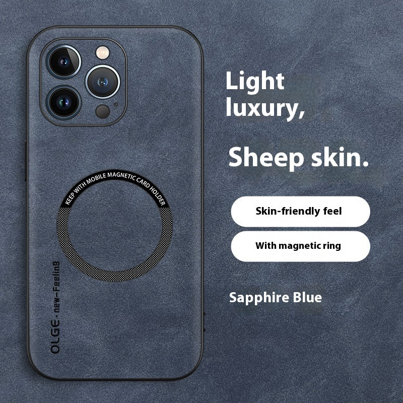 Magnetic Sheepskin Étui de téléphone d'affaires tout compris résistant à la chute