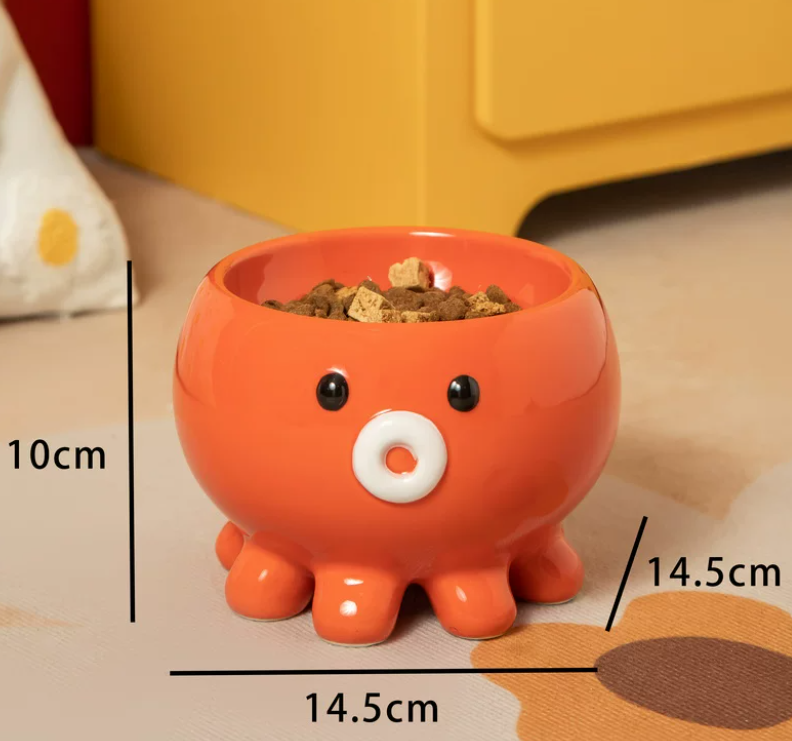 Bol de chat en céramique à pieds bas plat