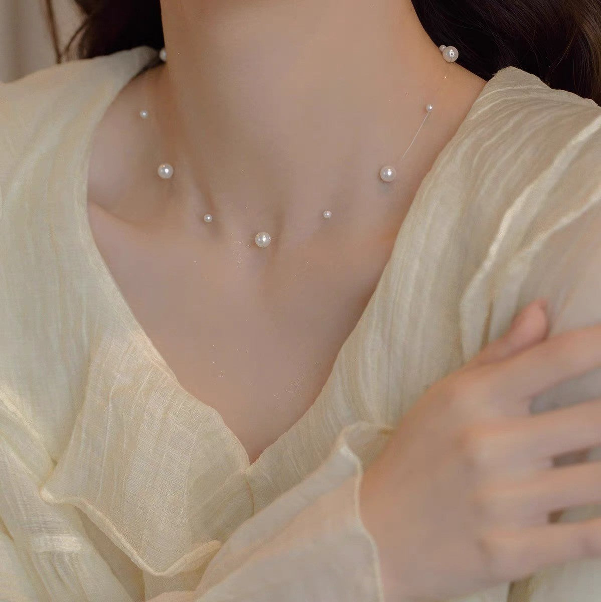 Femmes Dainty Pearl Collier Collier Niche de luxe Collier chaîne de sweater