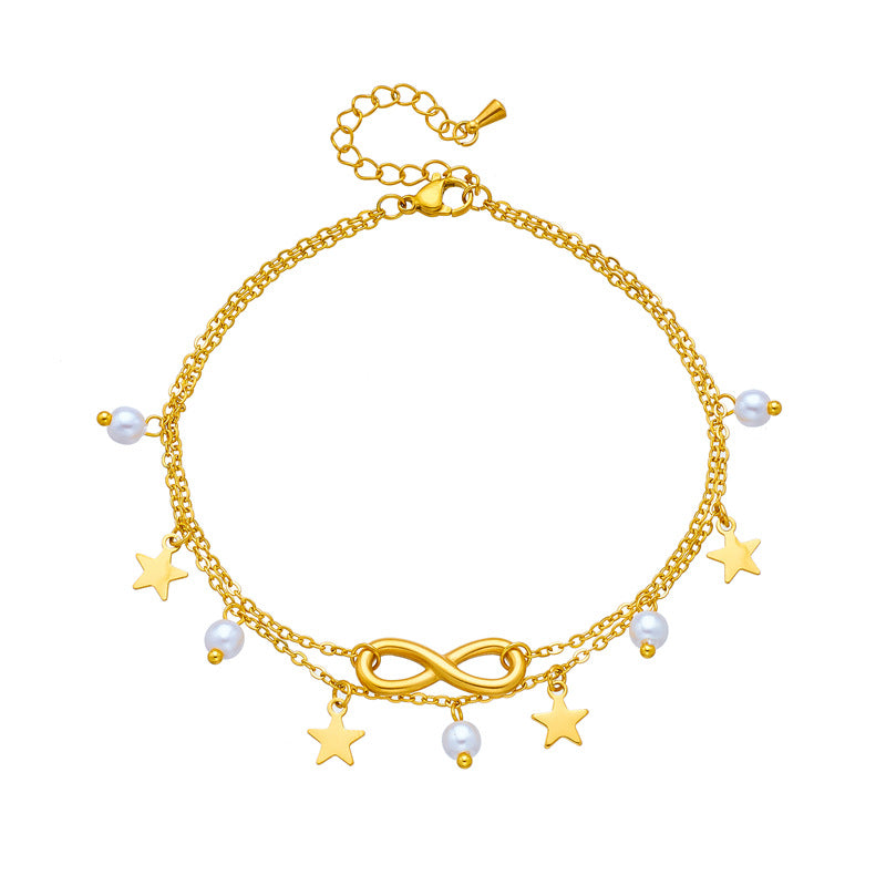 Fashionable millésime multi-couches Tasse Anklet