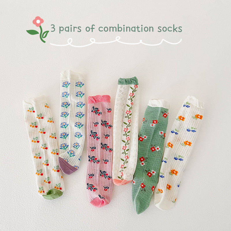 Chaussettes pour enfants Printemps Été Bébé Pile mince Chaussettes pour femmes