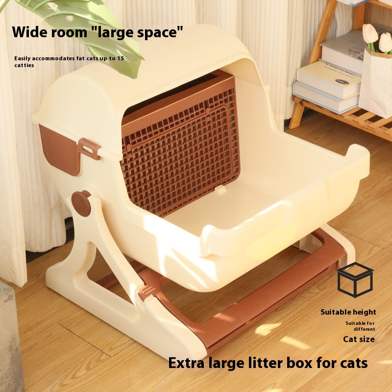 Ouvert Tilting Chat Toilette Extra Grande Boîte semi-automatique