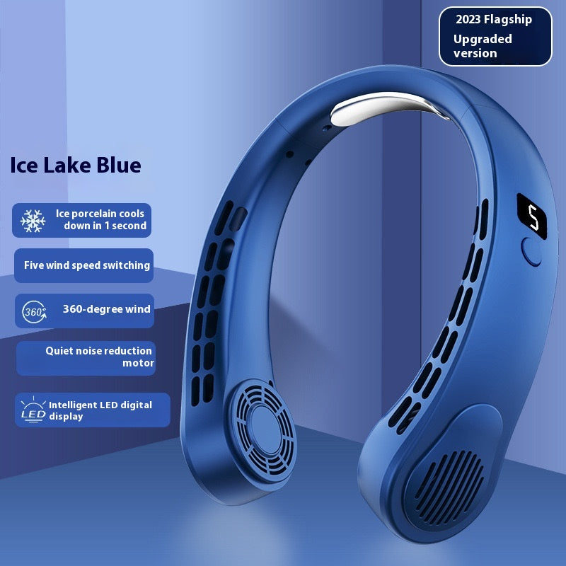Avec affichage numérique léger Ventilateur de Halter sans feuille USB portable Mute Lazy Student Outdoor Halt