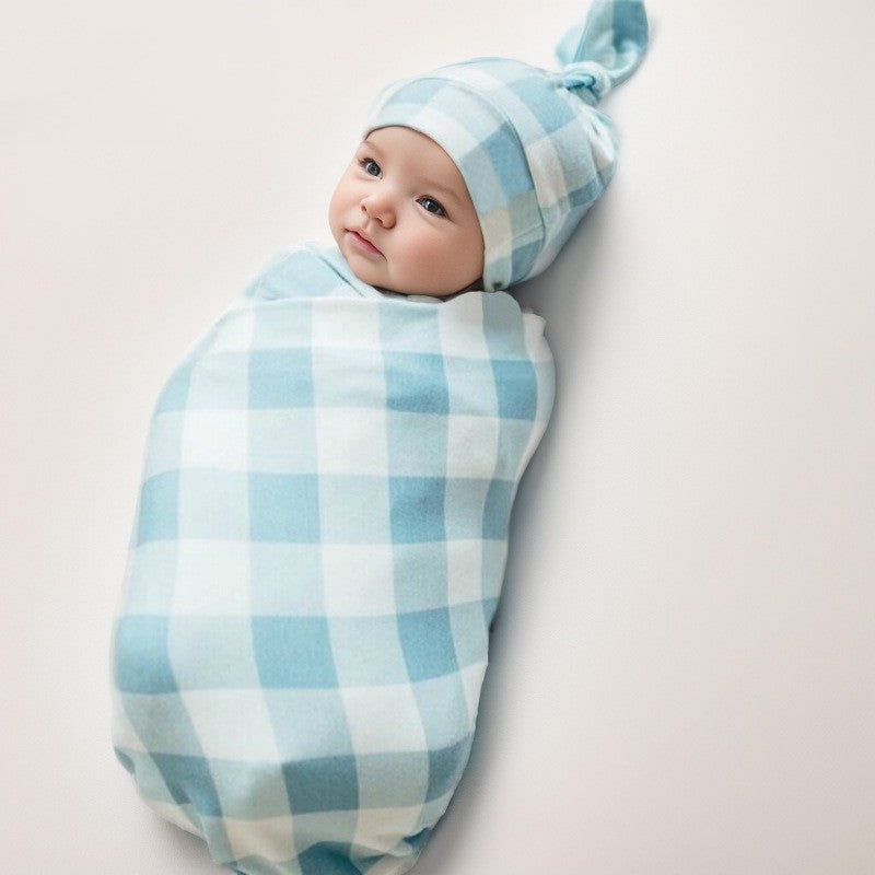 Nouveau-né Swaddle Blanket et Knotted Baby Hat 2-Piece Set