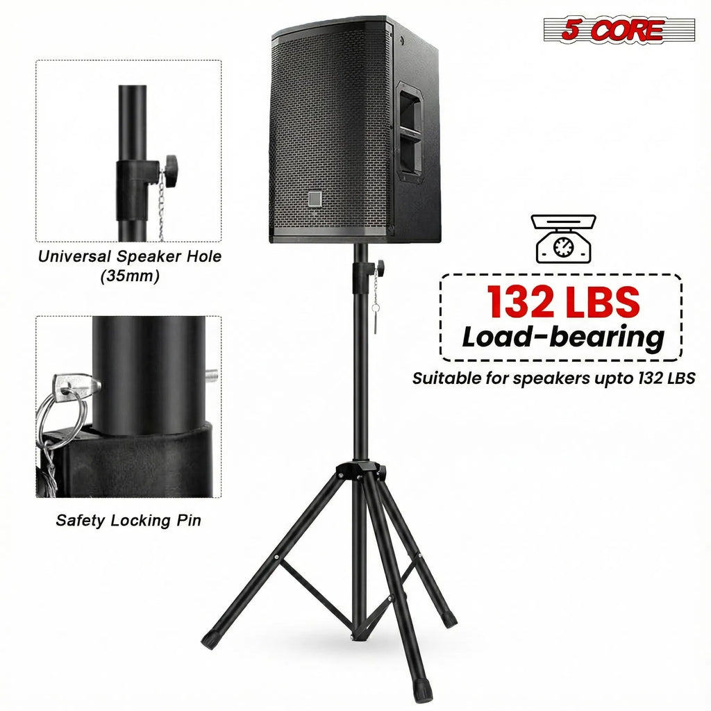 5 Core Speaker Stand Pair Hauteur réglable 3Ft PA DJ Tripod Studio Monitor Stands Heavy D