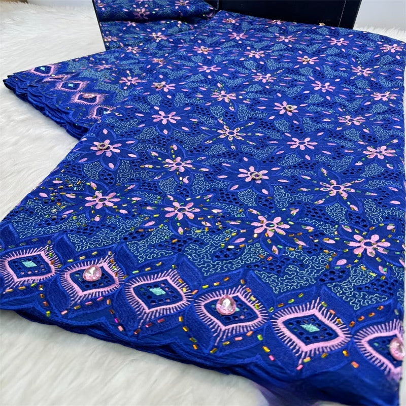 Tissu de dentelle florale africaine tout coton