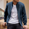 Arrivée des hommes Suede Fleece Zip Up Stand Collar Veste