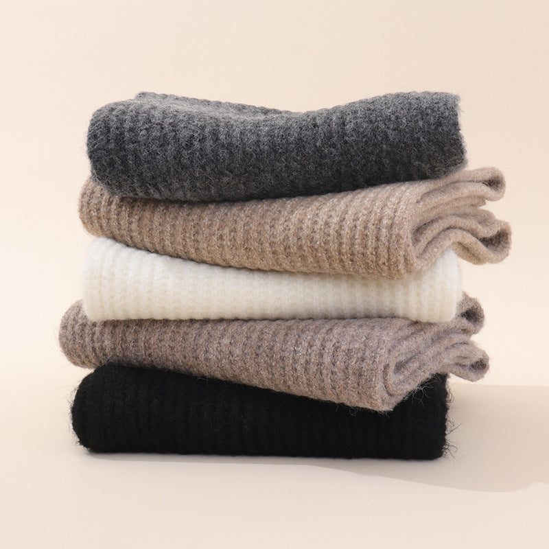 Soft and Warm Cashmere Knit Scarf Unisex Solid Color Neck Warmer