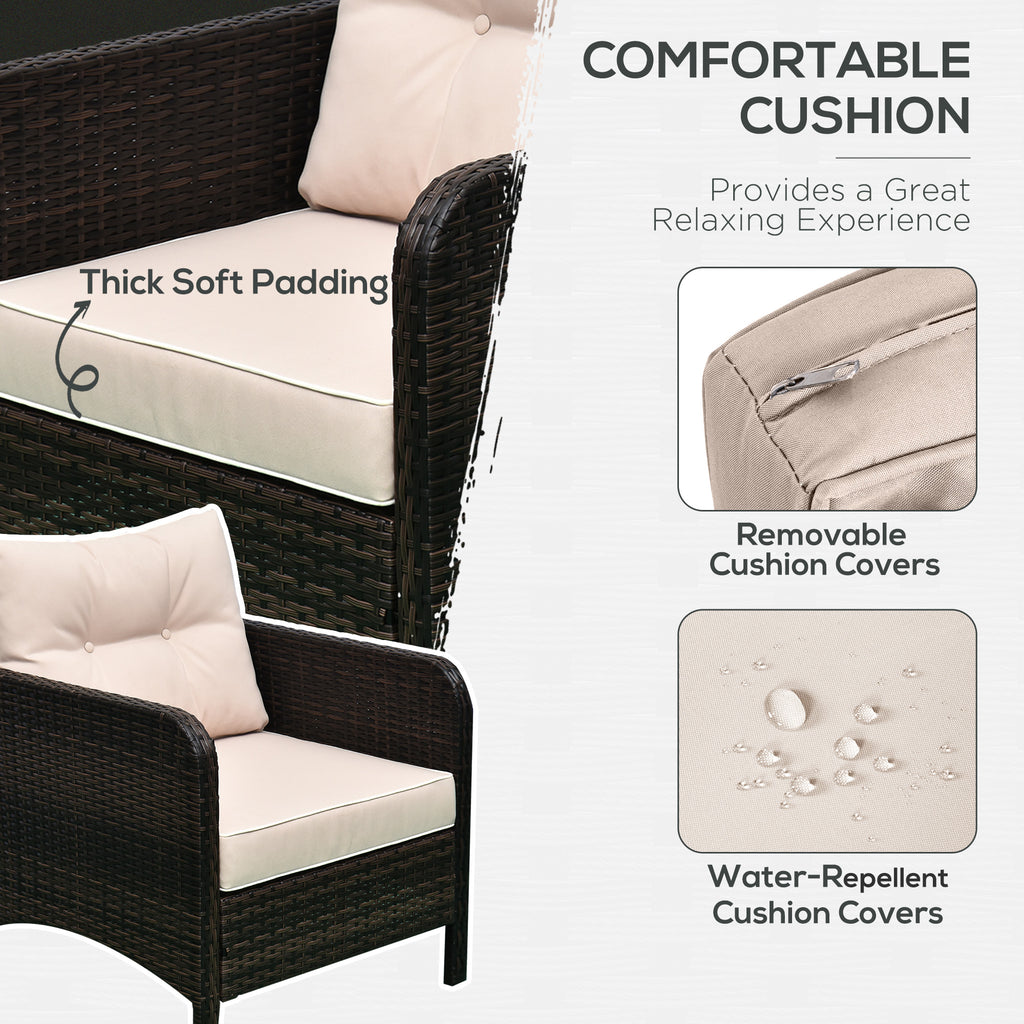 5 pièces Rattan Wicker Lounge Chaise extérieure Patio Conversation Set avec 2 chaises coussinées