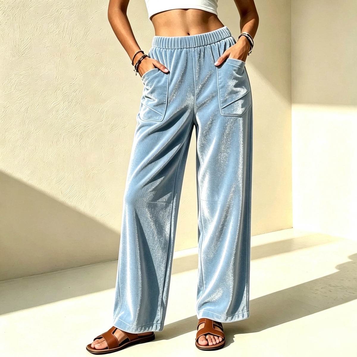 Pantalon casual large-jambe de slim-fit