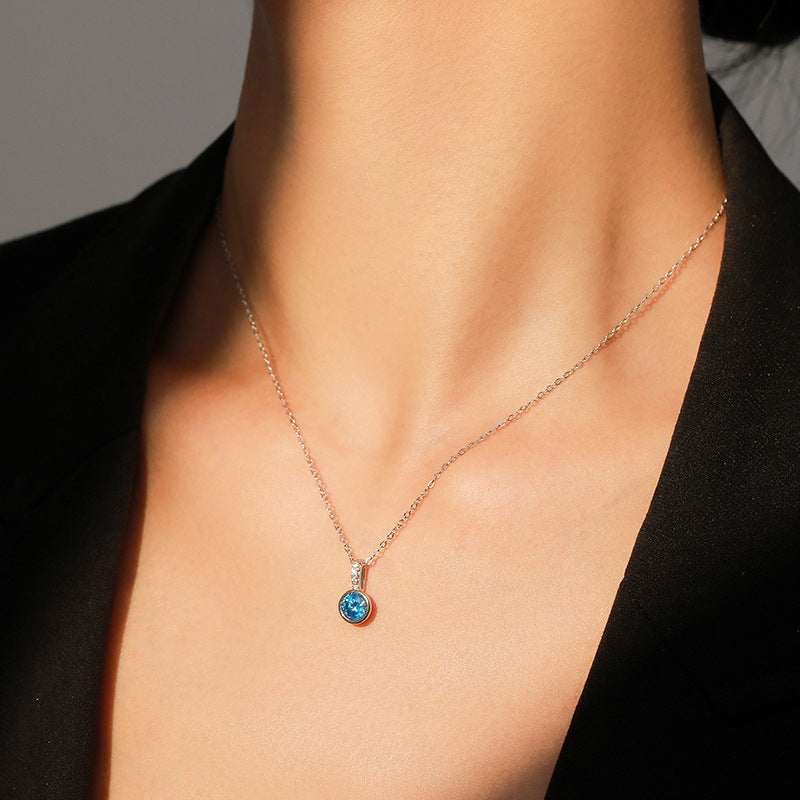 Boucles d'oreilles en diamant artificiel bleu de mer de luxe pour femmes