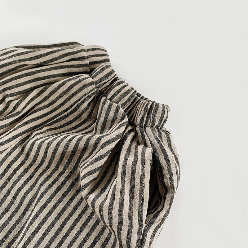 Été Coton pour enfants et lin Short rayé vertical