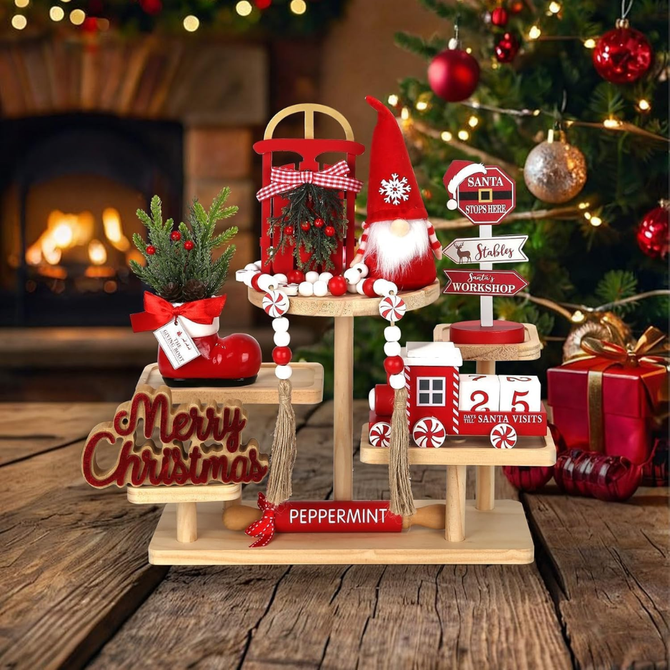 Décorations de Noël pour le bureau à domicile 8 PCS Set de décor à niveaux