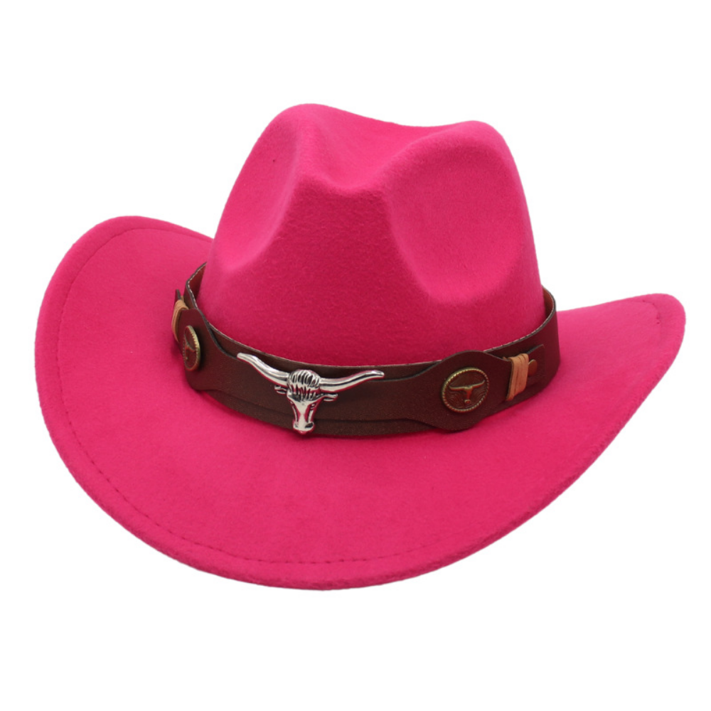 National Style Taureau Tête Décoration Western Cowboy Hat Retro ceinture mode Boucle large