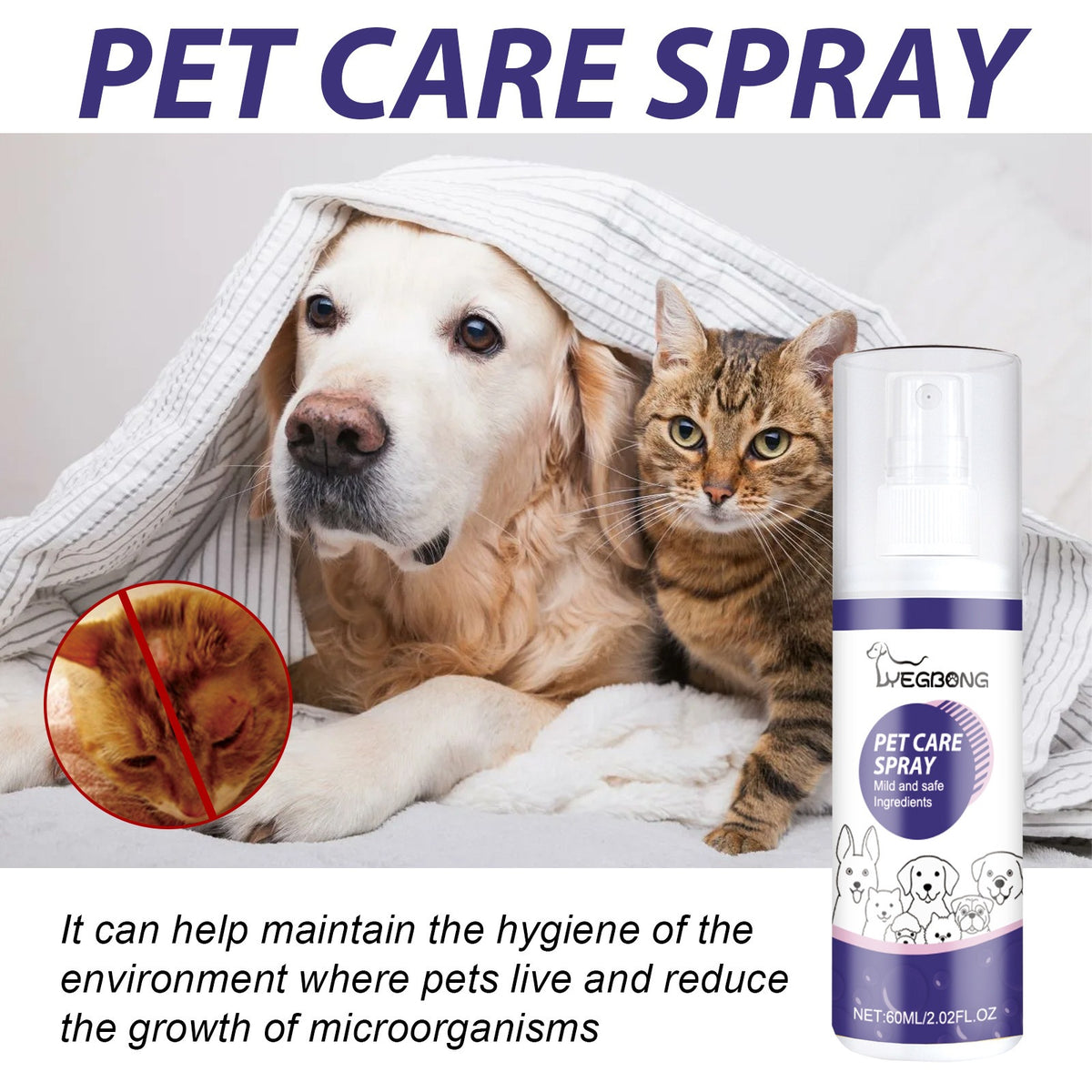 Eggbong soin des animaux Spray soin des chats et des chiens soin de la peau Spray soin de la peau