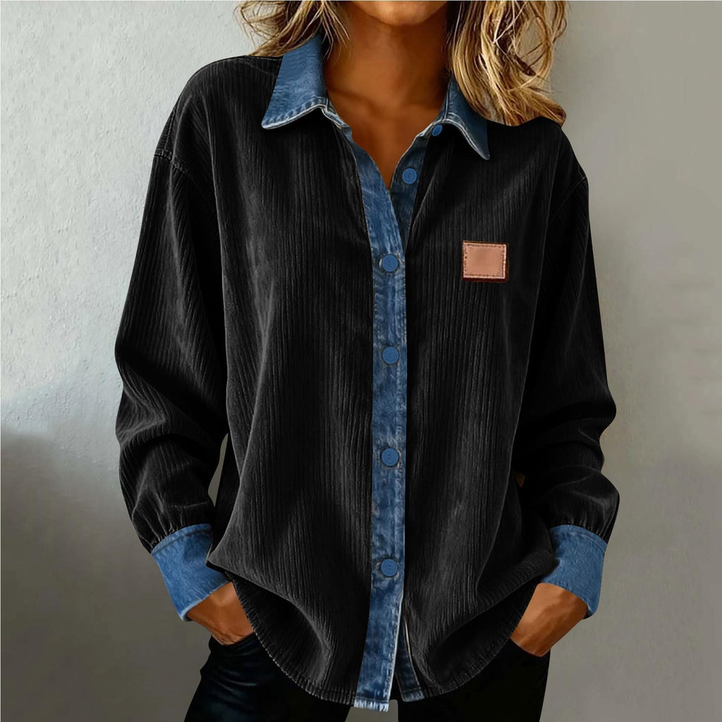 Chemise en Denim Casual à manches longues avec un collier de lapel