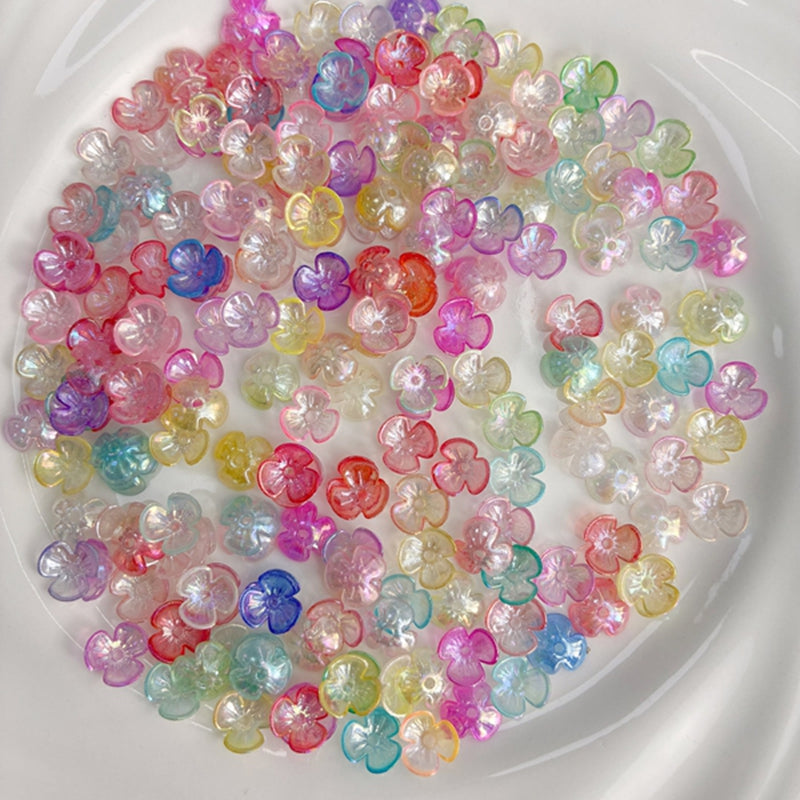 Perles 3-Pétales lumineuses de fleurs acryliques