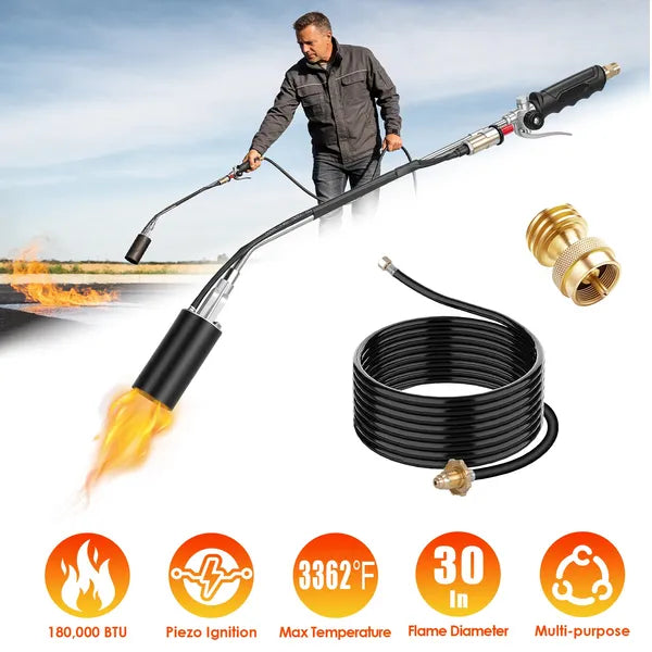180 000 BTU Propane Weed Torch Brûleur de mauvaises herbes de poids lourds Weeder Flame Weeder avec 10FT Hose Piezo Ig