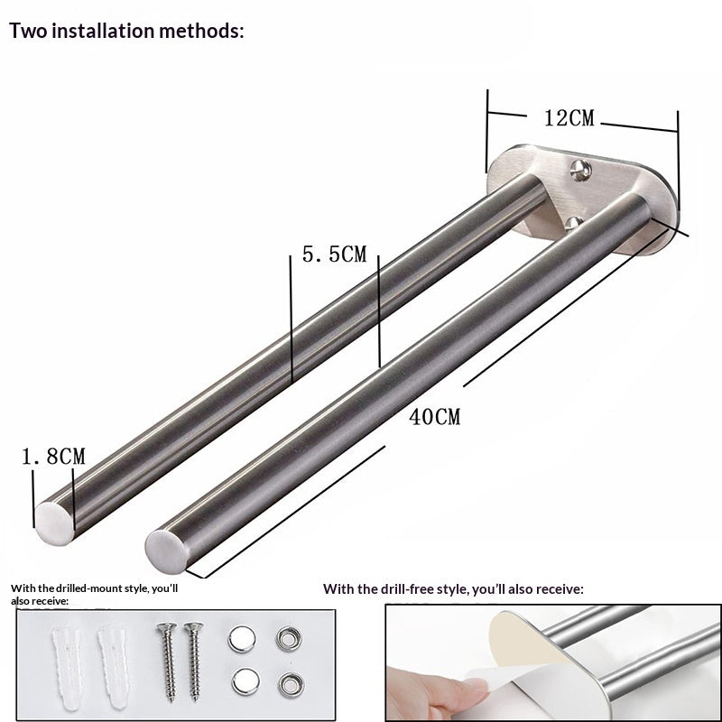 Porte serviette en acier inoxydable pour la salle de bains