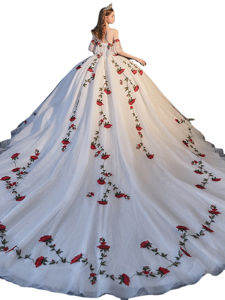 Tempérament Bride Bra Trailing Mori Style Robe de mariée