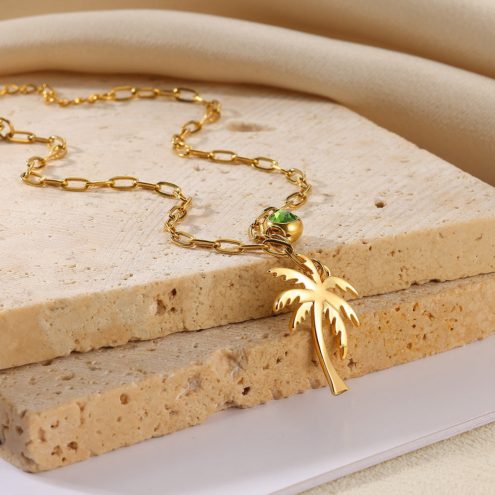 Palm Tree Birthstone Anklet Paperclip Chaîne Anklet Bijoux mode
