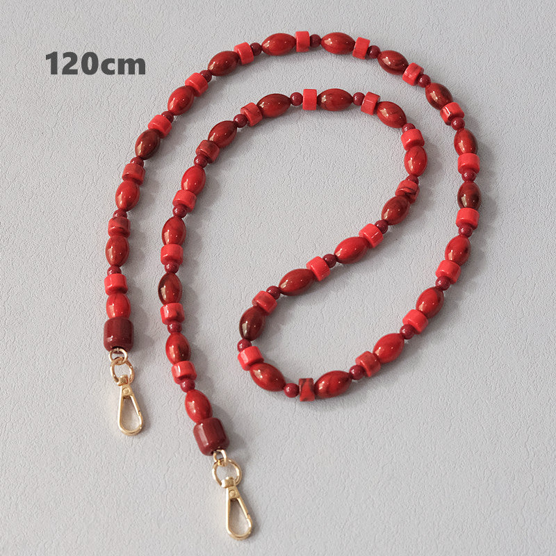 Accessoire à chaîne de perles rouges à la mode Crossbody Lanyard Bag
