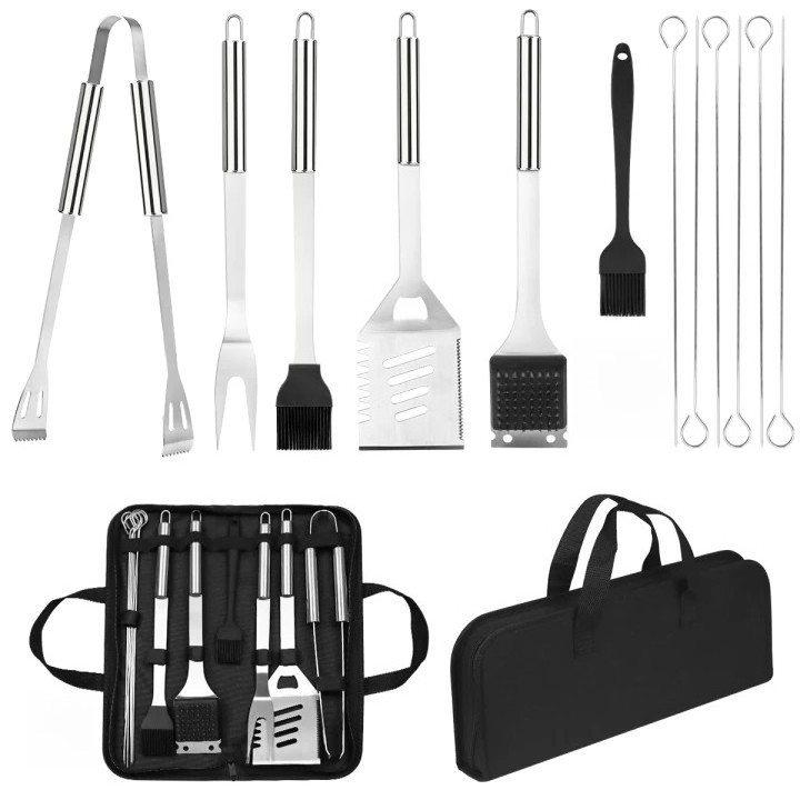 14X en acier inoxydable BBQ Barbecue Ensemble d'outils de grillage extérieur Kit Portable