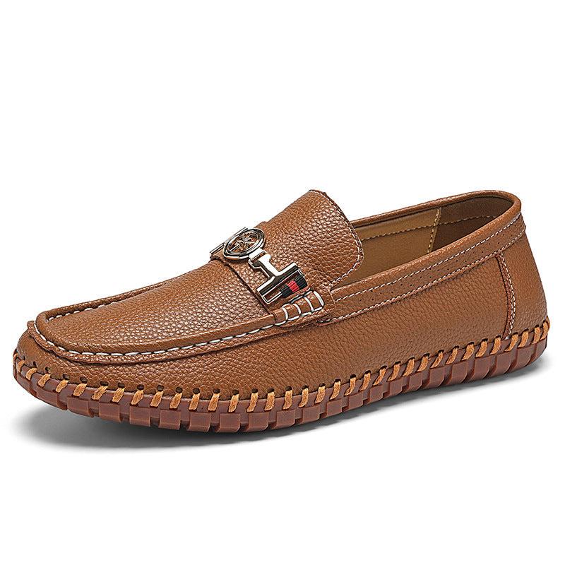 Chaussures plates casual grandes tailles pour hommes avec dessus de cowhide
