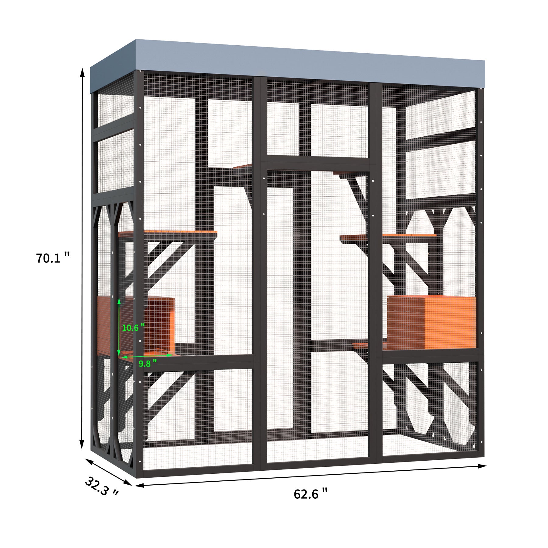 Catio en bois noir de 62.6" pour chats