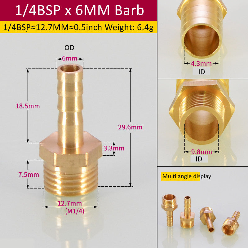Tuyau de raccord de tuyau en laiton Barb Tail BSP mâle Pagoda gaz connecteur joint en cuivre