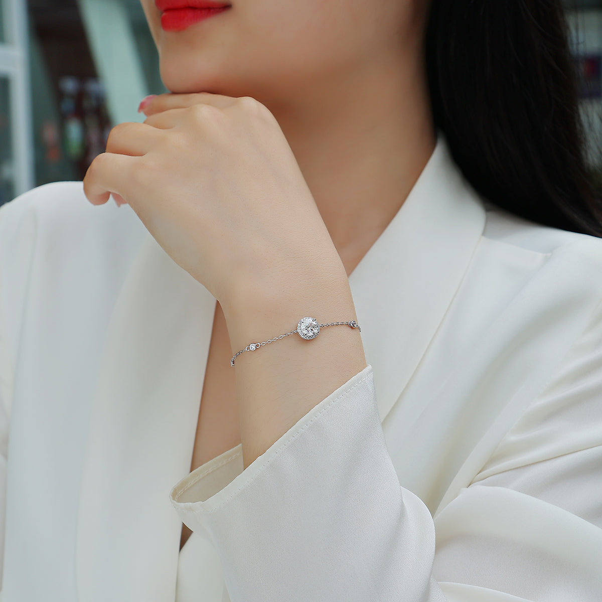 S925 Bracelet en argent 1,5g Moissanite
