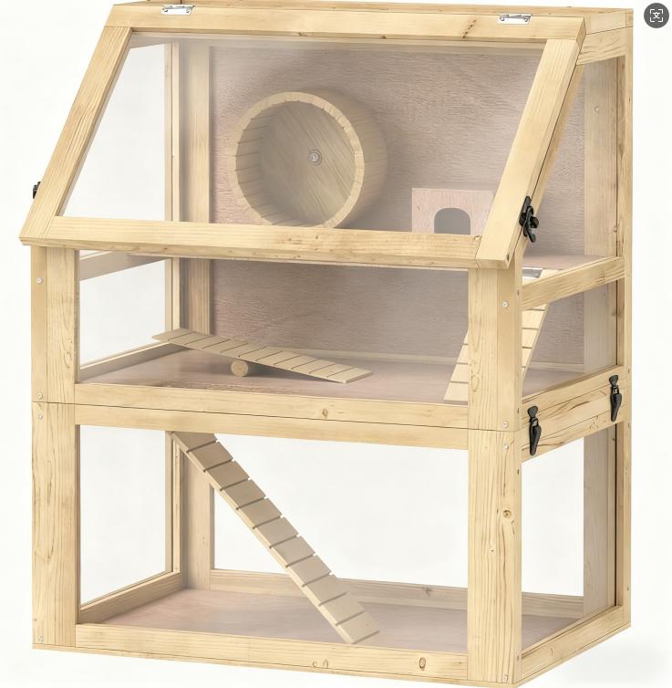 Cage de hamster en bois de 3 niveaux