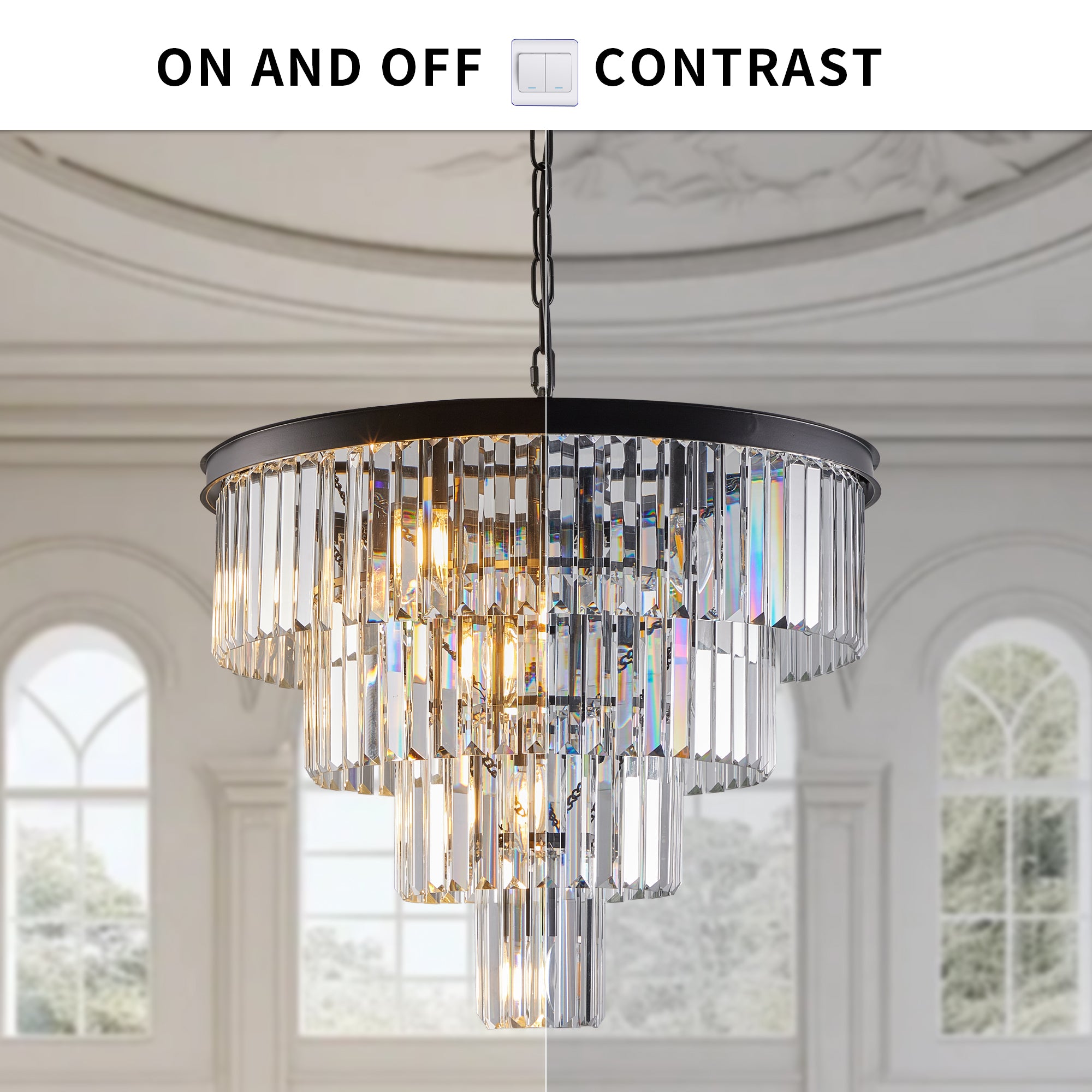 (Même que W1340P188542/L5007-600-B) 24" Cristal contemporain Moderne Chandeliers Cristal Cei