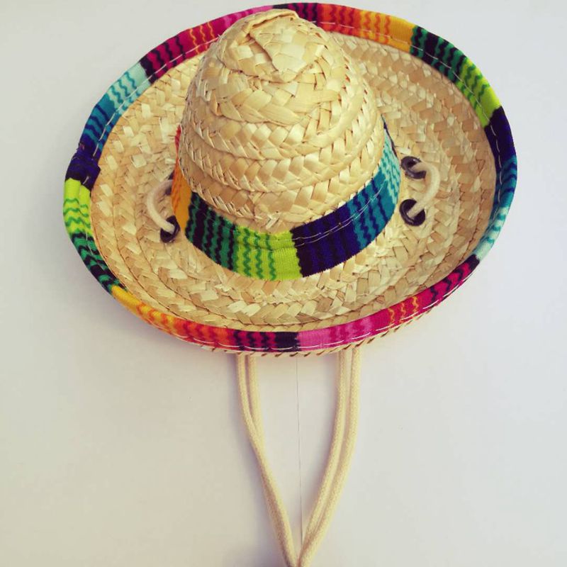 Fournitures pour animaux de compagnie Paille Woven Mini Dog Chapeau de paille Pet Mexicain Chapeau de paille Pet Cat Sun Hat