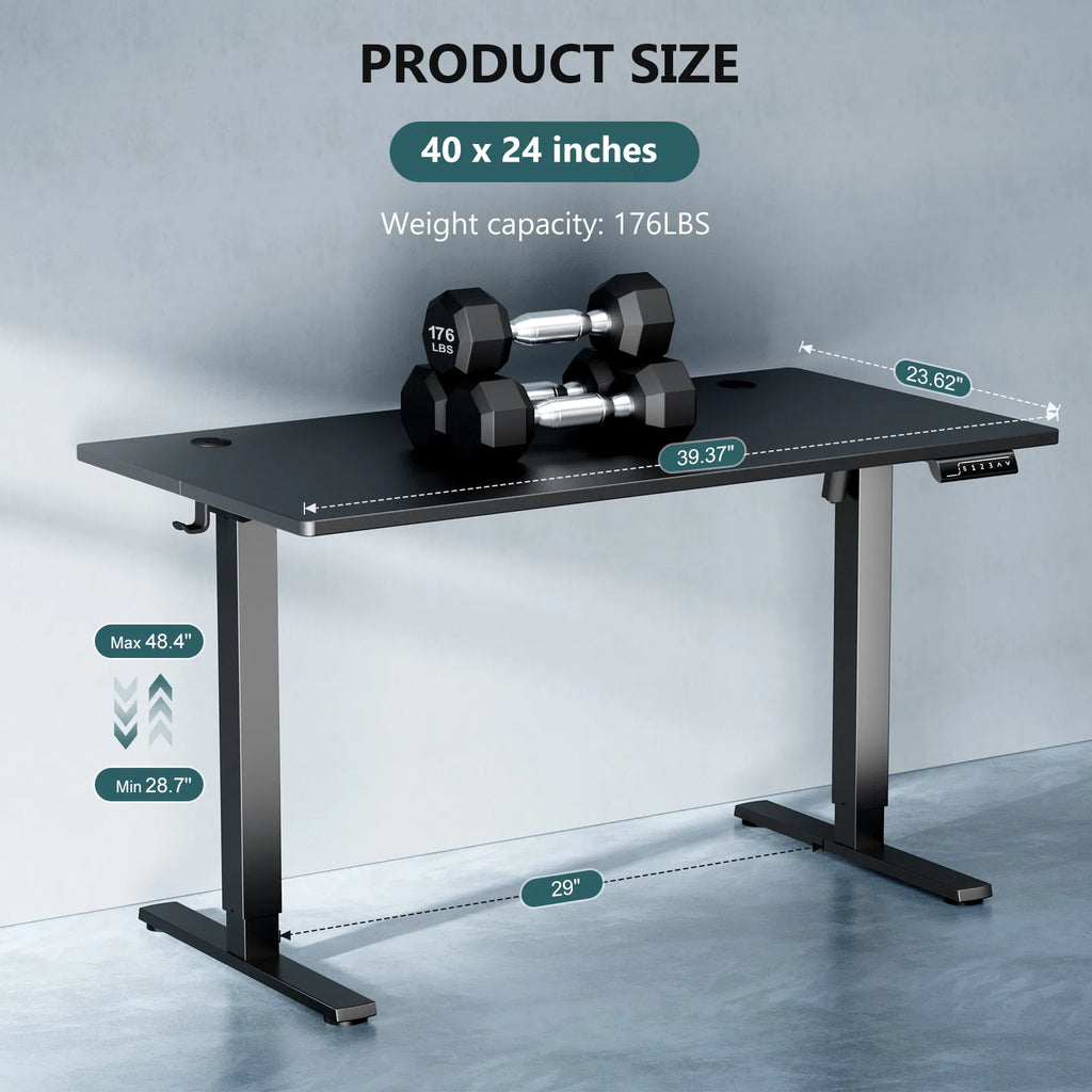 Table ergonomique réglable en hauteur avec support métallique en T