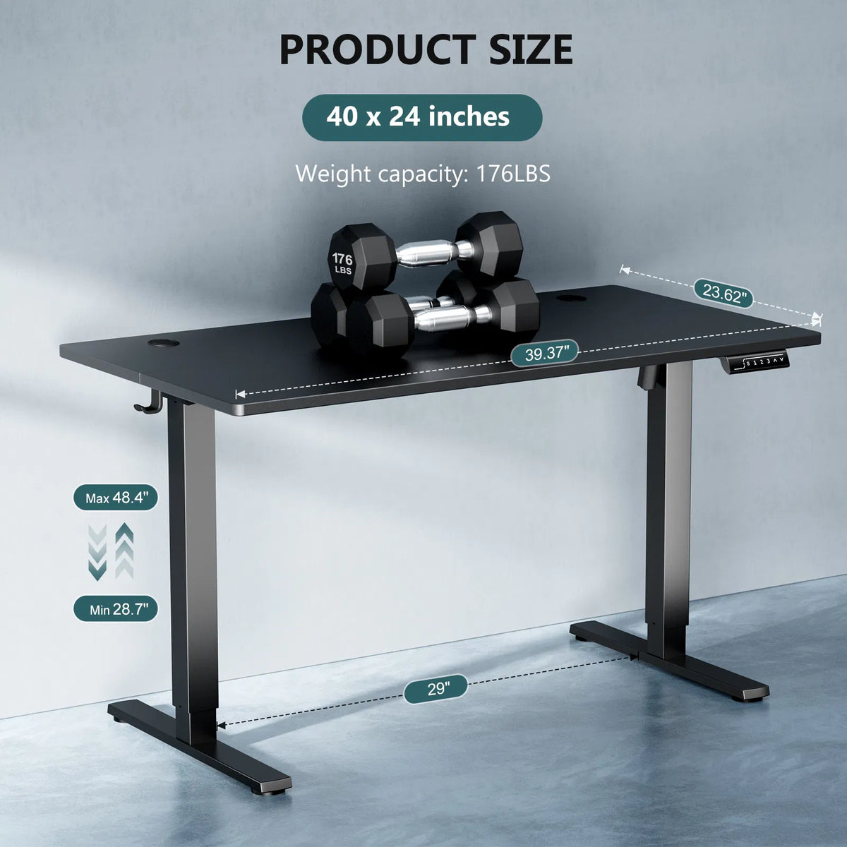 Table ergonomique réglable en hauteur avec support métallique en T