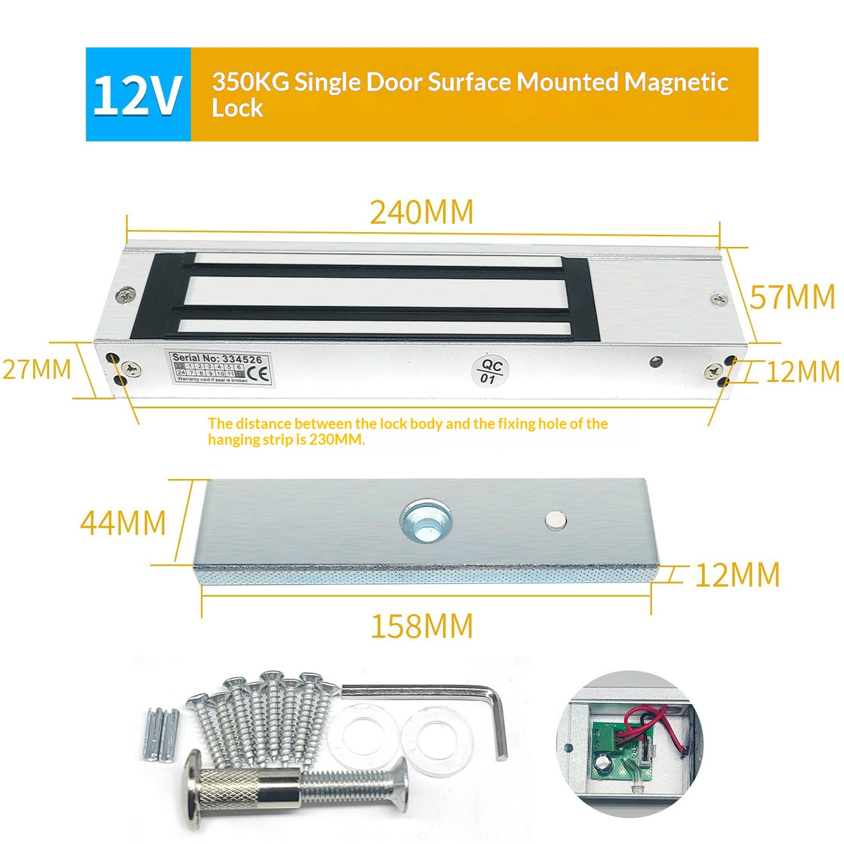 Verrouillage magnétique à simple porte Verrouillage électronique intelligent