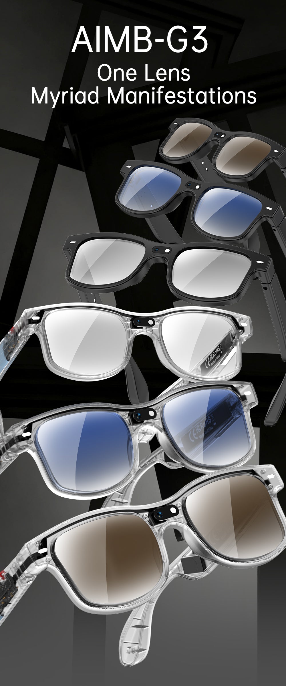 Lunettes de soleil Bluetooth pour la traduction d'appel musical G3