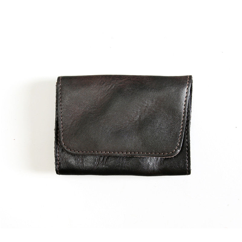 Portefeuille court en cuir de vache rétro pour hommes
