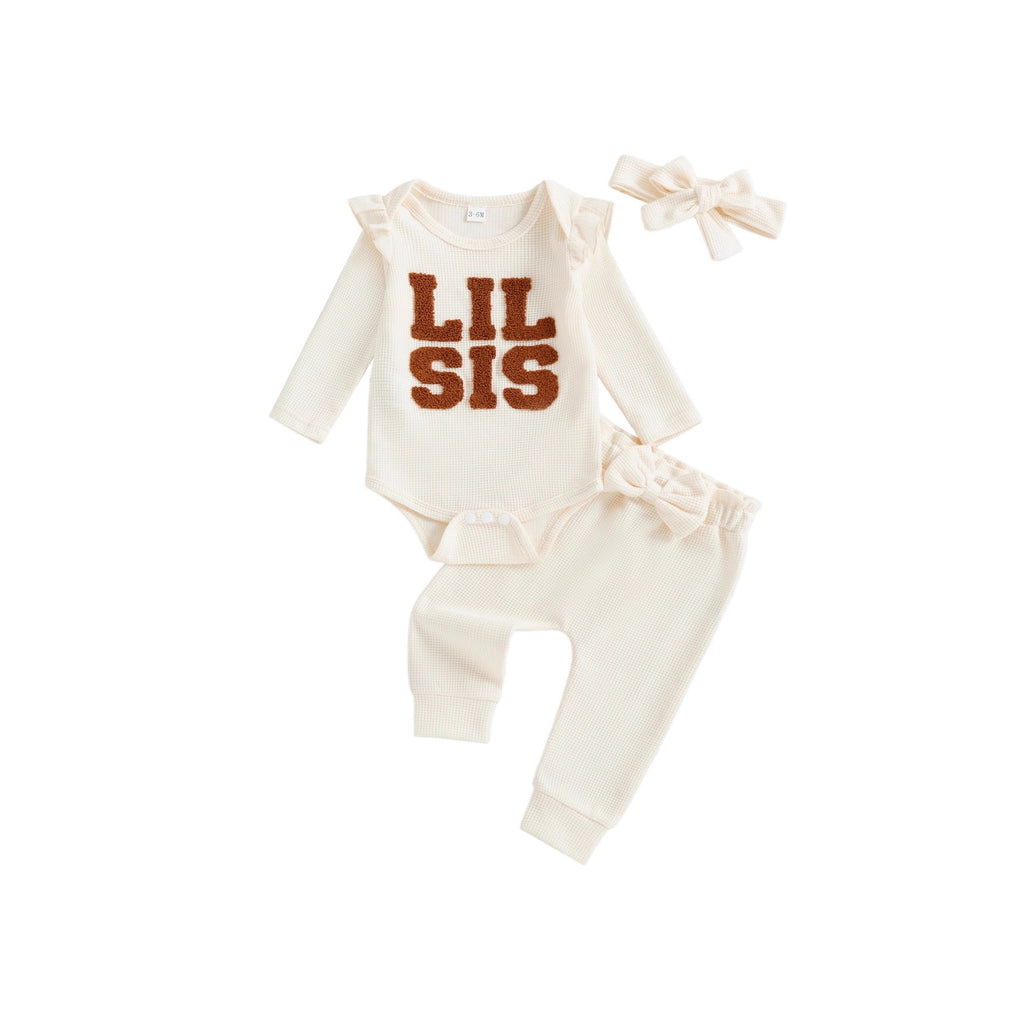 Set 3 pièces à capuche petite Sis Waffle-knit