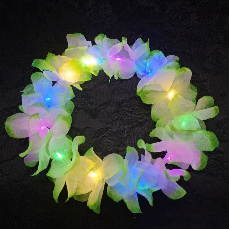 Handmade Polyester Luminous Hawaiian Style Colorful Garland