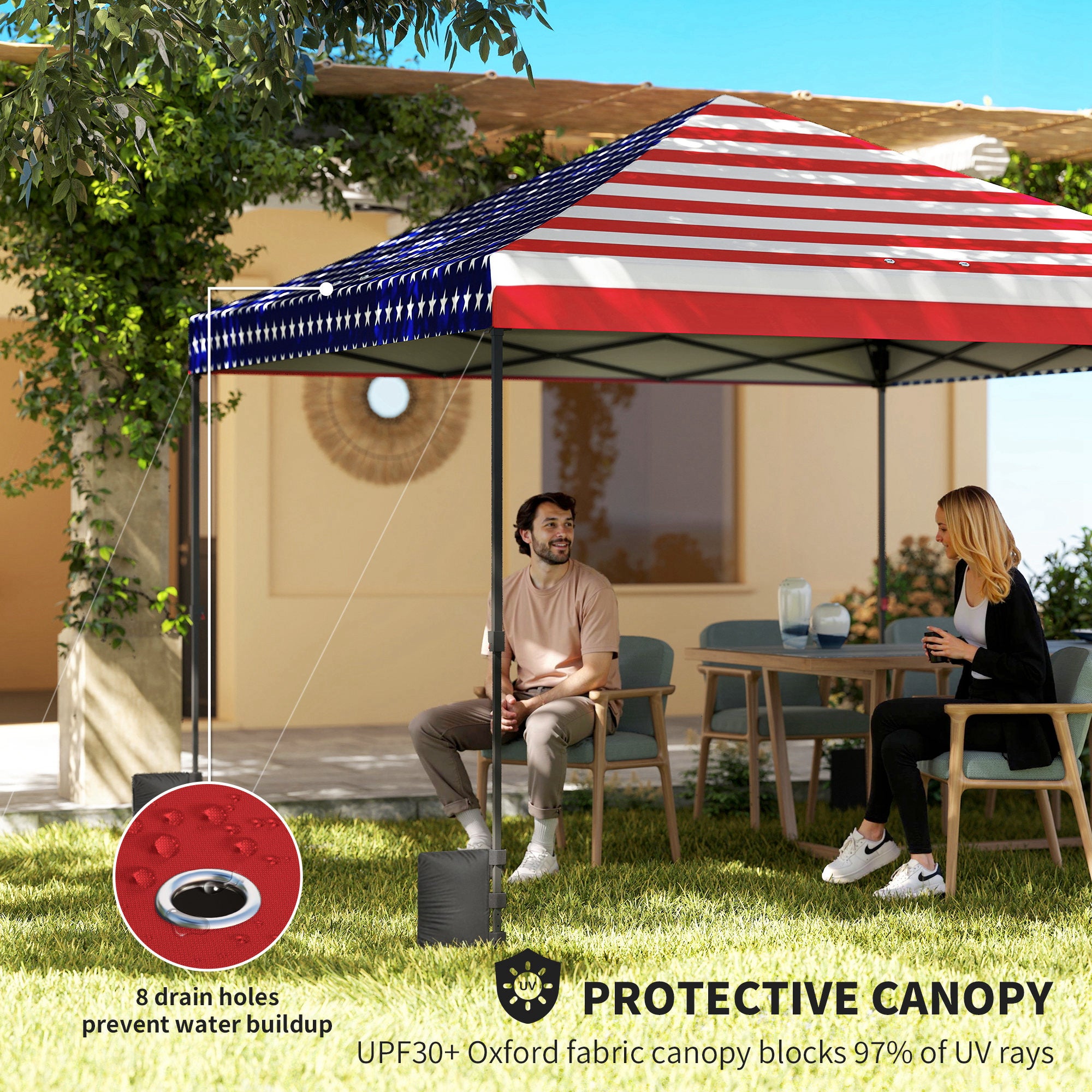 10 x 10 pieds Pop Up Canopy Tent avec une configuration de poussoir