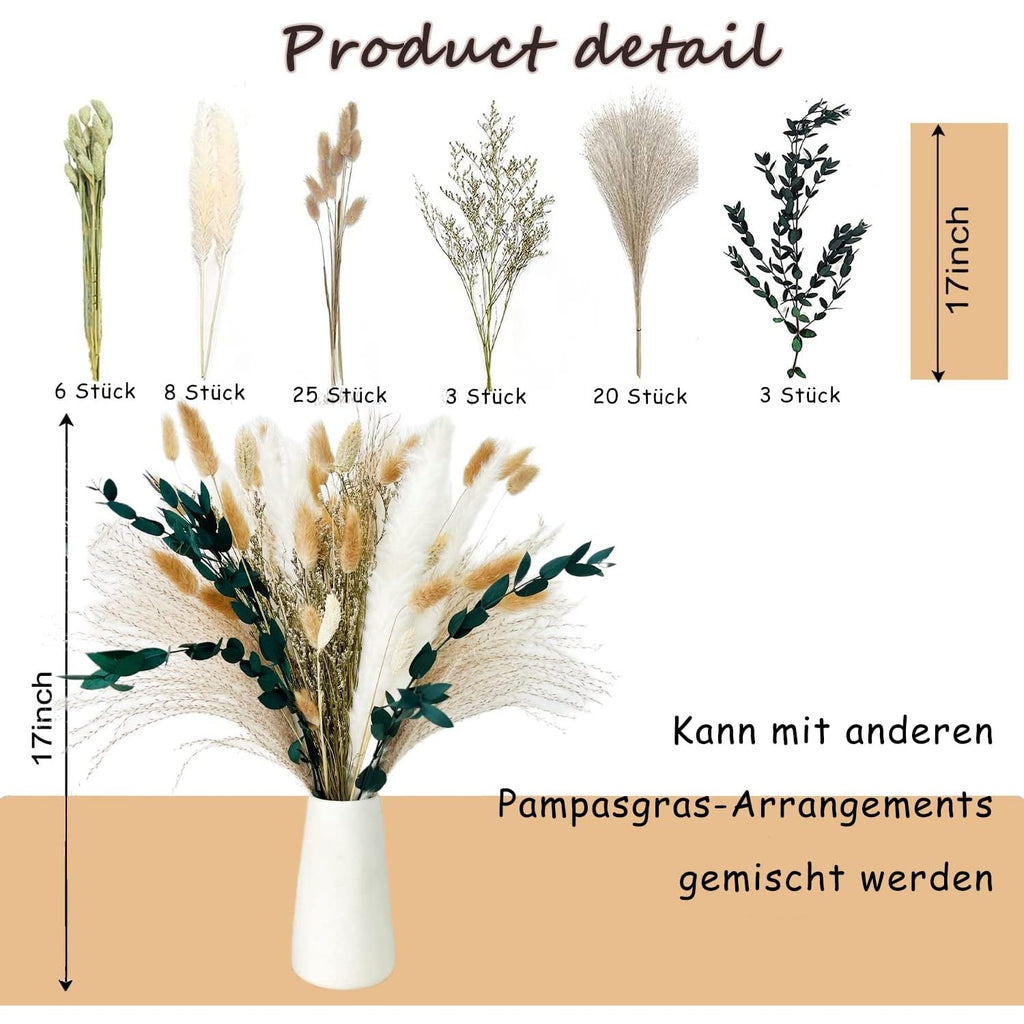 Bouquet de pampas artificiel de 65 piece Bohème - Romantique Beige & Blanc Pampas Grass Ar