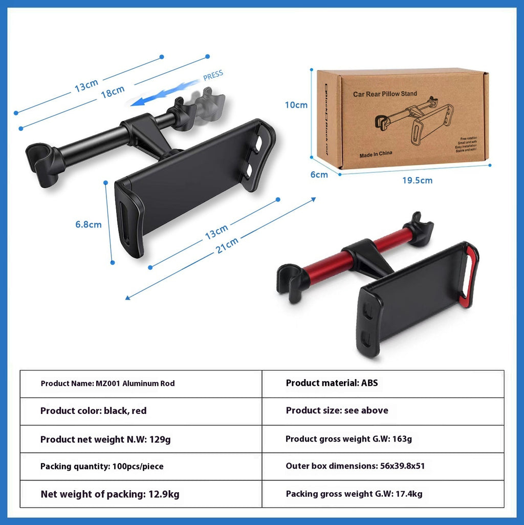 Siège arrière de voiture Tablette de téléphone mobile Support d'ordinateur stable Mute horizontale et verticale double-