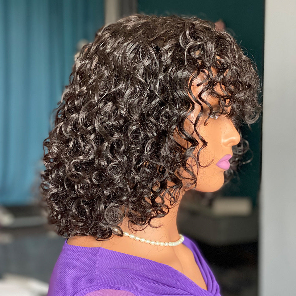 Perruques de cheveux humains avec franges